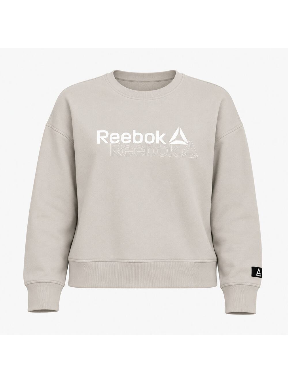 Reebok Womens Crewneck Sweatshirt XL Pumice Stone Logo Fleece Athleisure
